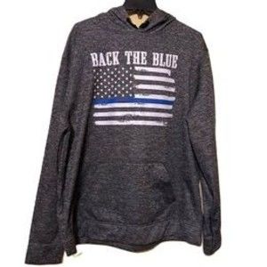 Back The Blue US Flag Sweatshirt Support Our Men in Blue Police Officers XL